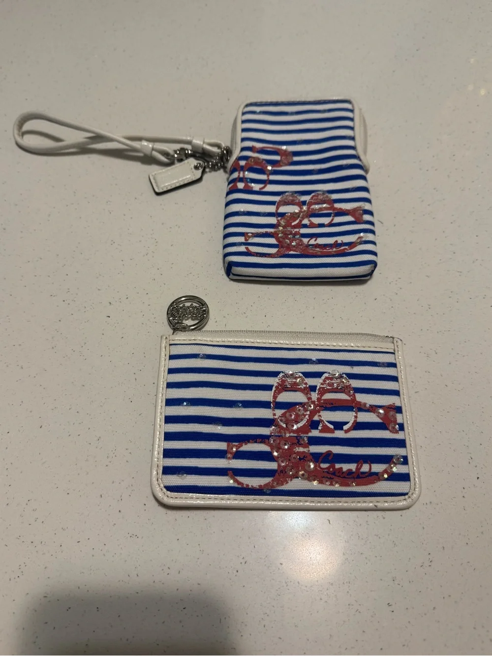 💯 Auth Coach nautical poppy wallet set